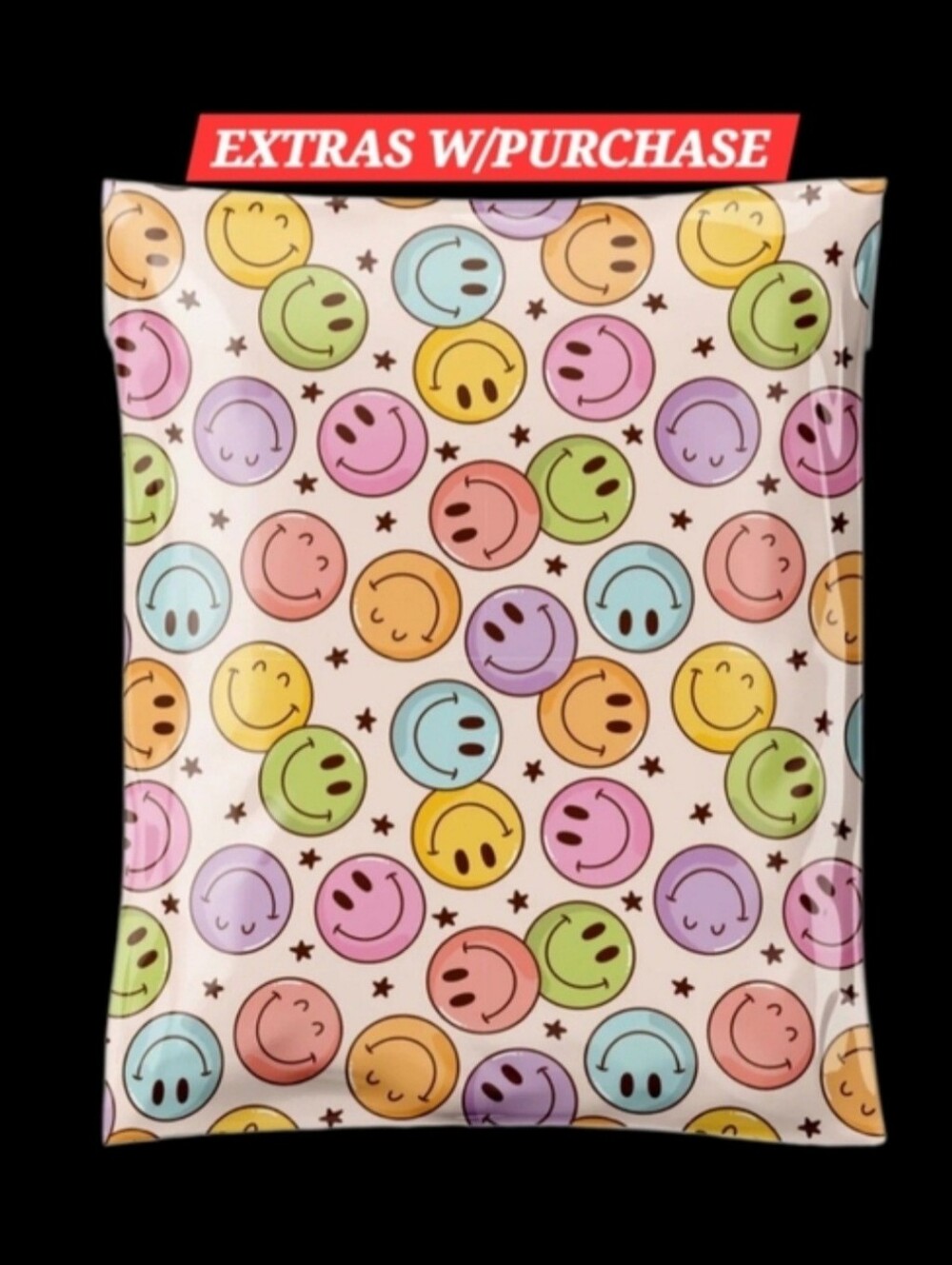 15ct. 14.5x19 Multicolor Smiley Face Polymailers Random Thank You Cards/Stickers